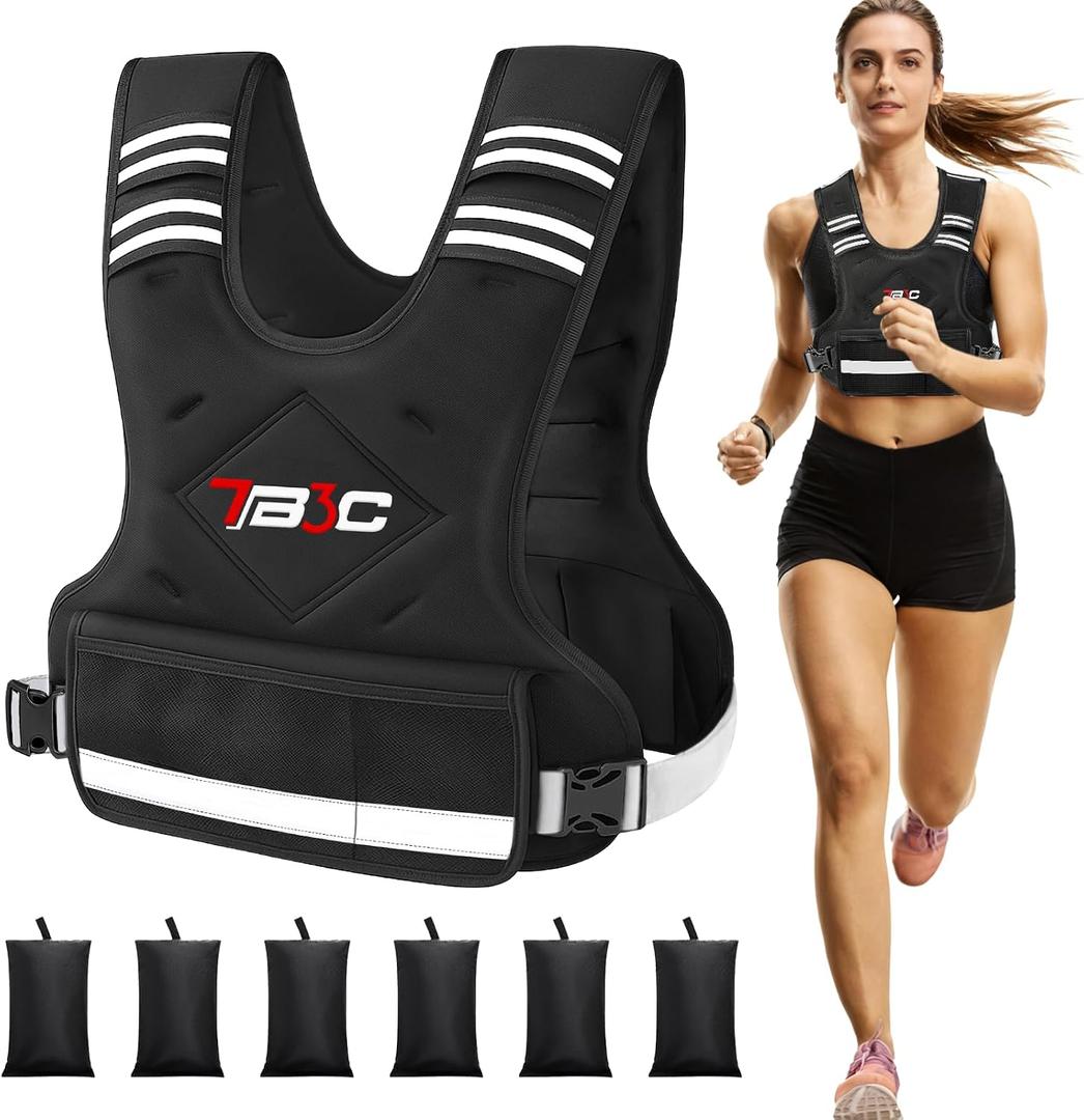 TB3C Adjustable Weighted Vest for Women - 04-10lb/11-20lb/20-32lb Vest with 6 Ironsand Weights for Strength Training,Body Weight Vest Exercise Set for Running, Walking and Home Workouts