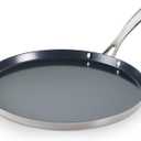 Tramontina Utsava 12-Inch Tri-Ply Clad Stainless Steel Ceramic-Coated Dosa Tawa, Non Stick Tava Pan for Roti, Crepe Pan, Comales para Tortillas, Pancake Griddle, Nonstick Flat Skillet