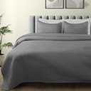 BIOWEAVES 100% Organic Cotton Quilts Queen Size - Diamond Stitched Quilted bedspreads - All Season Oversized Coverlet Set - GOTS Certified Bedding Set | 1 Quilt & 2 Pillow Shams, Coverlet Set - Full / Queen