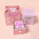 Rose Ring Box Rotates 360 Velvet Jewelry Box Eternal Rose Box Wedding Valentine's Day Mother's Day Christmas Gifts Artificial Flowers Decor for Romantic Gifts for Women Her (pink)