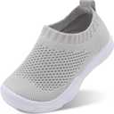 JOINFREE Toddler Boys Girls Sneaker Slip On Shoes Kids Lightweight Breathable Walking Shoes (Grey)