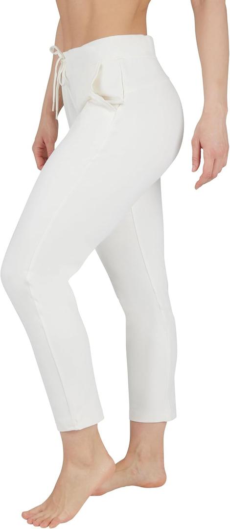 Yogalicious Womens Straight Leg Pant High Waisted Yoga Workout Pants (Beige, XS)