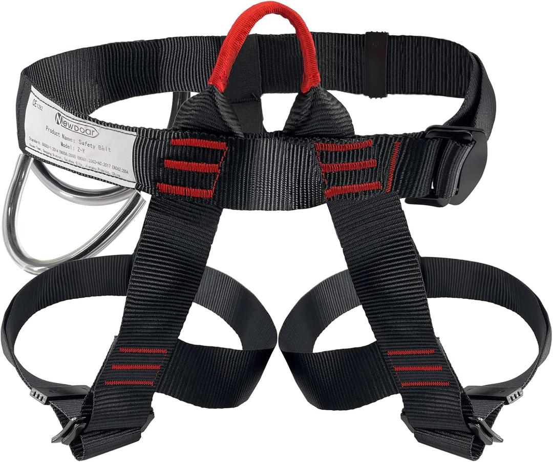 NewDoar Climbing Harness, Mountaineering Rock Climbing Harness, Half Body Harness for Rappelling Fire Rescuing Tree Climbing (Black)