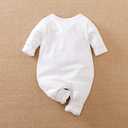 Cute Giraffe + Zebra With Floral Print Long Sleeve Baby Girl Clothes White Jumpsuit For Baby One-Piece Romper (White)