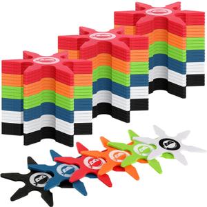 Chivao Ninja Foam Star Toys Small Throwing Foam Stars Throwing Toys Ninja Party Favors for Birthday Party Costume Accessory Halloween Cosplay, 4 Inch(48 Pcs,Gray, Orange, Red, Blue, Black, Green)