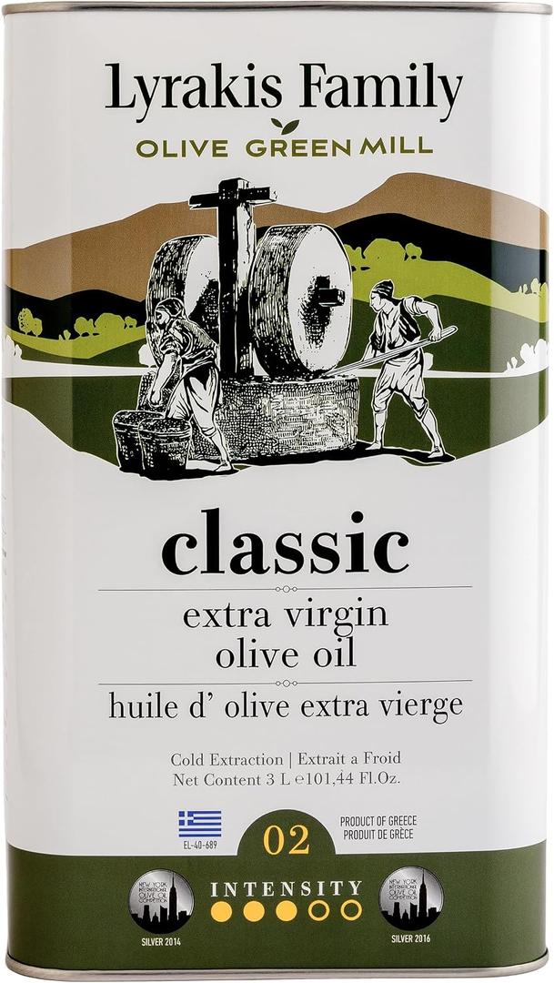 Lyrakis Family Olive Oil 3L – Greek Extra Virgin, Premium First Cold Pressed, High Polyphenols, Handpicked Olives, New Harvest, Fresh Juice from Crete – Since 1975 (EXP 12/01/26)