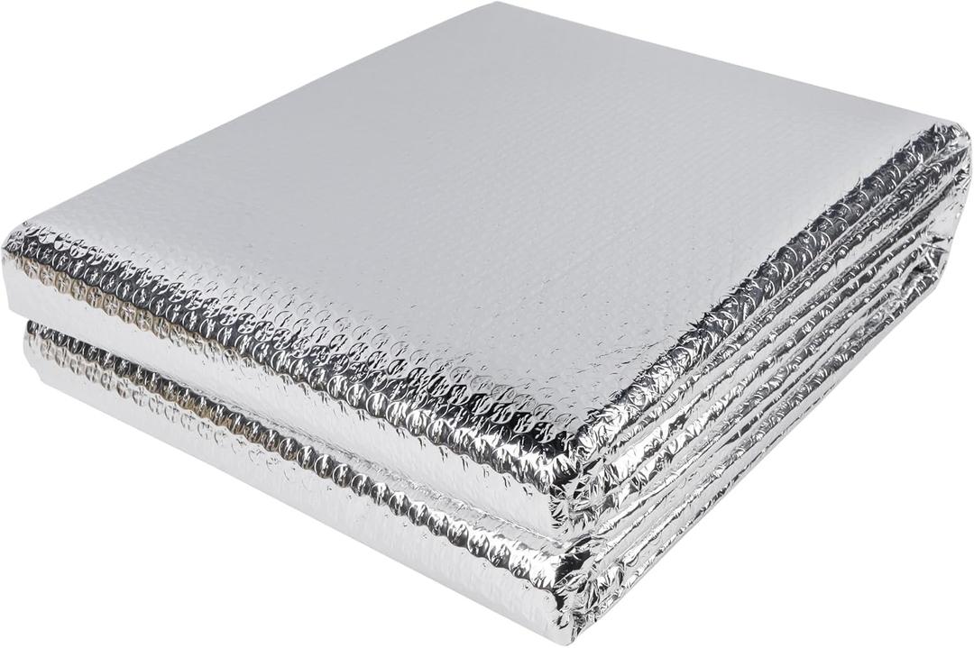 winemana Window Insulation Roll, 48IN x 10FT Reflective Heat Shield Bubble Film, Double-Sided Aluminum Foil Insulation, Weatherproof Garage Door Cover for Windows, RV, Basement, Winter & Summer