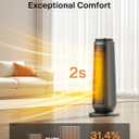PELONIS PTH15A4BGB Ceramic Tower 1500W Indoor Space Heater with Oscillation, Remote Control, Programmable Thermostat & 8H Timer, ECO Mode, Tip-Over Switch & Overheating Protection, Gray