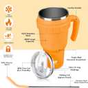 40 Oz Tumbler with Handle and Straw Insulated Stainless Steel Travel Mug with Lid Leak Proof Cup Holder Friendly Gifts for Women Men Him Her(Orange)