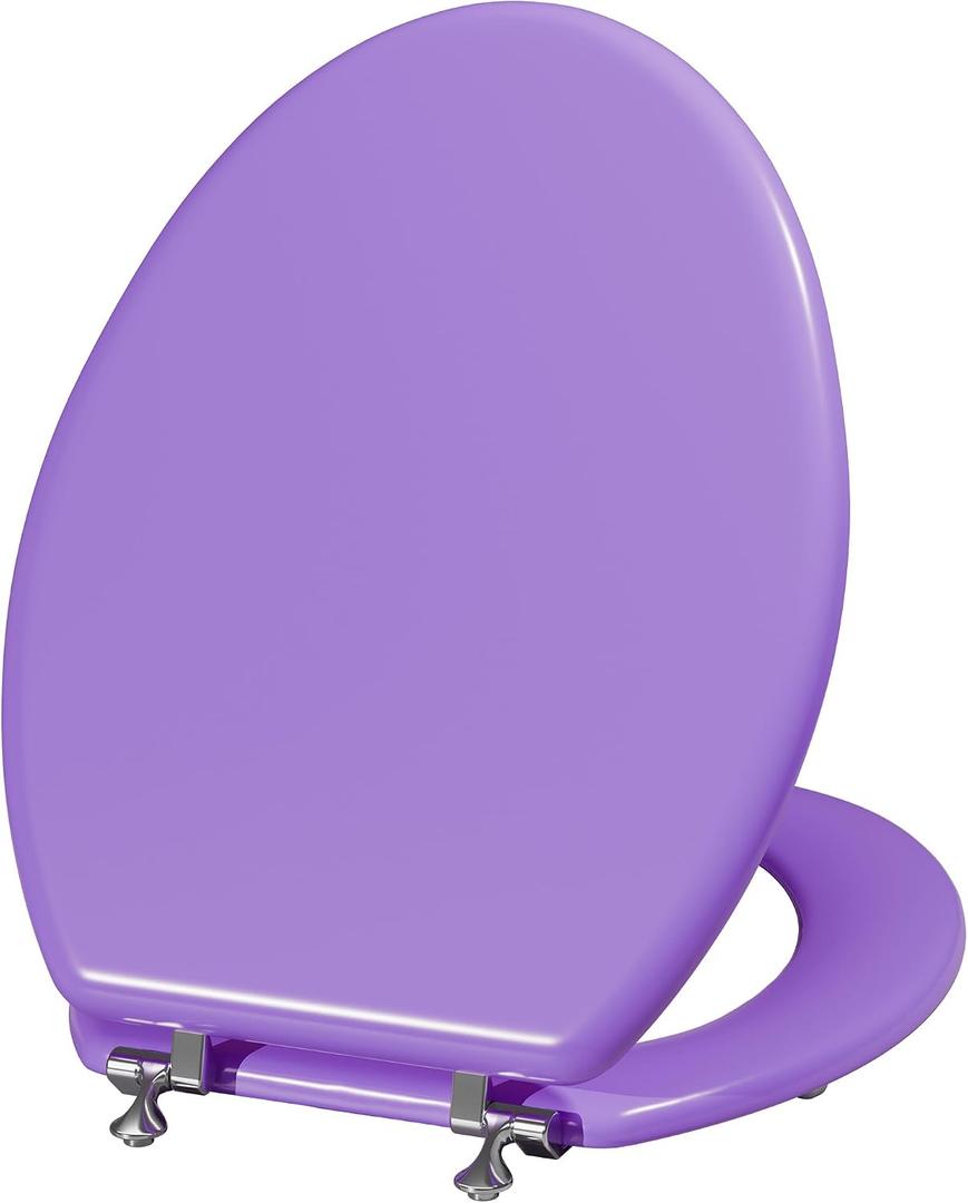 Angol Shiold Wood Toilet Seat, Zinc Alloy Hinges (Elongated, Purple)