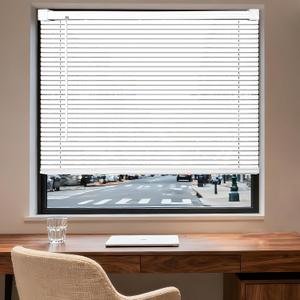 BLINDLY Home Cordless Light Filtering 1" Vinyl Mini Blinds for Windows,Horizontal Window Blinds for Home,Cordless Shades for Indoor&Outdoor Windows,34" W x 48" L,White