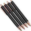 4 x Sooez Luxury Ballpoint Pens 1.0mm, 4Pcs Stylish Ballpoint Pens Cute Fancy Pens Gifts,Teacher Deals, Stainless Steel Metal Pen Retractable,office Supplies, School Supplies, Classroom Prizes (Black)