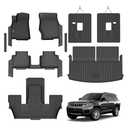 Floor Mats Custom for Grand Cherokee L 2021-2025 2026 Captain Chair(Only for 6-Seater w/o 2nd Row Armrest) TPE All Weather Cargo Liner with Backrest Mat & Door Sill Guards Accessories, Black