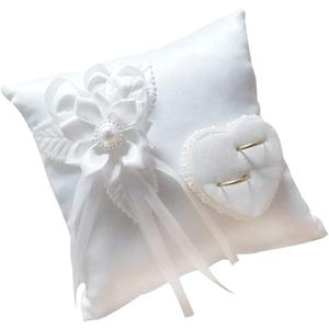 Lace Pearl Wedding Ring Bearer Pillow Holder, 7.9 Inch Ring Bearer for Wedding