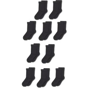 Amazon Essentials Unisex Kids and Toddlers' Cushioned Cotton Crew Socks, 10 Pairs (4-5T, Black)