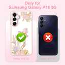 for Samsung Galaxy A16 5G Case6.7 inch with Tempered Glass Screen Protector Slim Soft TPU & Hard PC Crystal Clear Cover, Elegant Cute Floral Pattern Design for Girls Women-Iris/Pink