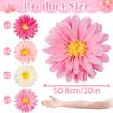 Pink Paper Flowers 6 Pcs, 10 Pcs 20 Inch Large Paper Flowers for Pink Party Decorations, Girl Women Birthday Decorations, Tissue Paper Flower Decoration for Backdrop, Classroom and Wall Decor