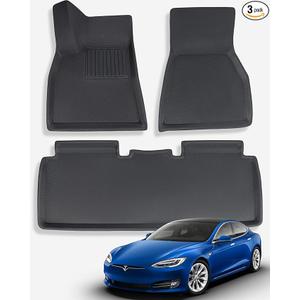 TAPTES for Tesla Model S Floor Mats 2019 2018 2017 2016 2015, Premium All Weather Anti-Slip Waterproof Floor Liners Car Interior Accessories - Compatible for Model S 2015-2019 (3 Pieces/Set)