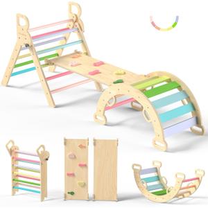 BlueWood Pikler Triangle Set, Toddler Climbing Toys Indoor 7in1 Foldable