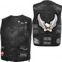 Motorcycle Genuine Leather Biker Vest for Men Club Style Classic Black With Patches (XX-Large, Black)