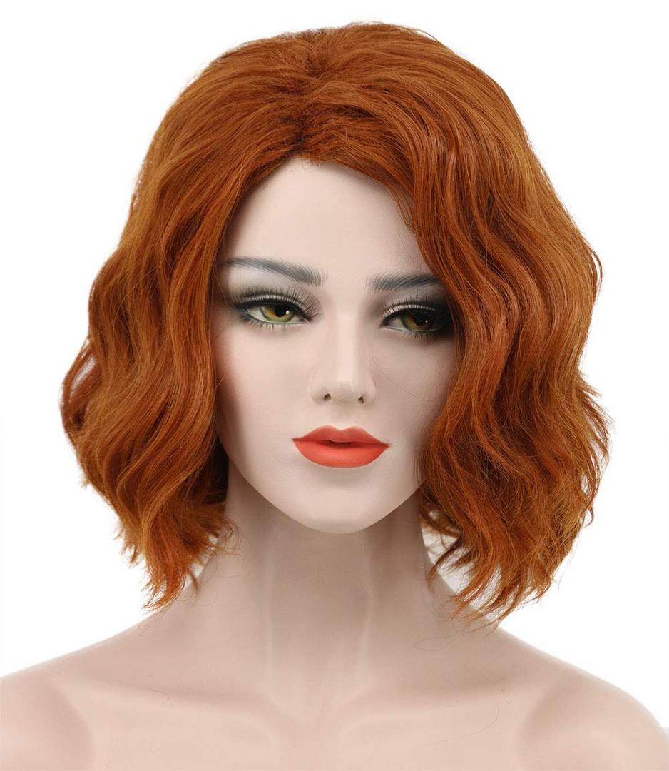 karlery Adult Women Short Bob Wave Orange Wig Halloween Cosplay Wig Anime Costume Party Wig