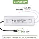 LED Driver 200 Watts 24V DC Low Voltage Transformer， Waterproof IP67 LED Power Supply, Adapter with 3-Prong Plug 3.3 Feet Cable for Any 24V DC led Lights, Computer Project, Outdoor Light