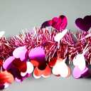66 Ft Valentines Day Tinsel Garland Shiny Thick Tinsel Valentines Decorations Metallic Twist Foil Red White Rose Heart Ornaments for Anniversary Wedding Parade Floats Indoor Outdoor Decor Supplies