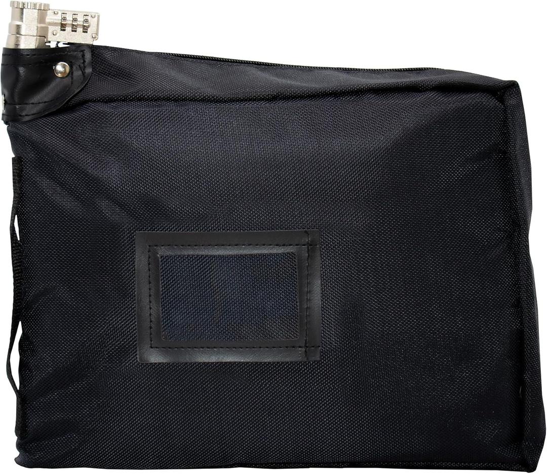 Large Medicine Bag Includes Pill Box and Removable Clear Bags, Prescription Bottle Organizer, Travel Carry Case, Combination Lock,12" x 10" x 2" (Black)