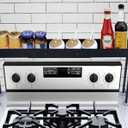 Over Stove Spice Shelf for Kitchen Spice Rack Organizer with Extra Black Basket and Hooks Great for Stove Top Shelf