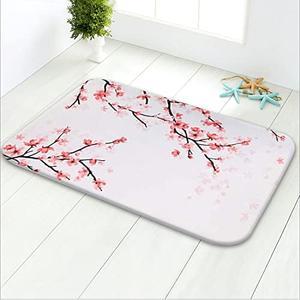 LIVILAN Pink Flower Bath Mat, 24''X16'' for Bathroom