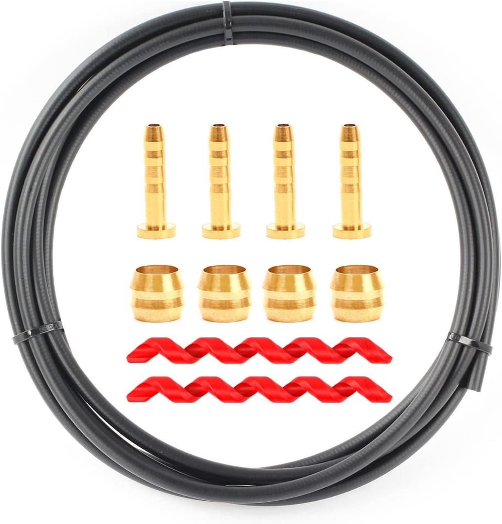 Replacement Bike Hydraulic Disc Brake Hose Line with Brass Olive and Barbed Fitting Kit Compatible with Shimano BH59, BH90, Deore, XTR, XT, AVID SRAM, 2.5m Length, Multiple Fitting options (for BH59)