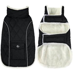 Malier Dog Winter Coat, Windproof Dog Cold Weather Coats with Real Pocket, Winter Extra Warm Pet Coat Fleece Jacket Reflective Clothes for Small Medium Large Dogs and Puppy (Black, X-Small)