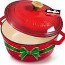 MUELLER HOME 7.5 QT Enameled Cast Iron Dutch Oven, Heavy-Duty Casserole Dish and Braiser Pan with Lid and Stainless Knob, Oven-Safe up to 500 F & Across All Cooktops, Red
