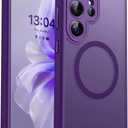 CANSHN Designed for Samsung Galaxy S25 Ultra Case (2025) [Full Camera Protection] [Compatible with Magsafe] Translucent Matte Back Protective Phone Cover, Deep Purple