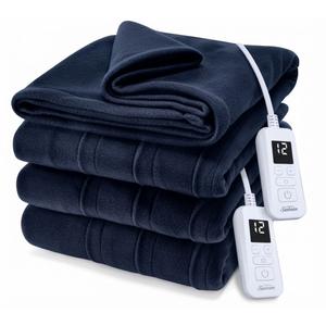 Sunbeam Royal Ultra Fleece Heated Electric Blanket King Size, 90" x 100", 12 Heat Settings, 12-Hour Selectable Auto Shut-Off, Fast Heating, Machine Washable, Warm and Cozy, Blue