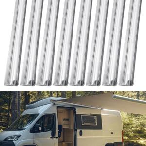 Zonon 8 Pcs Awning Rail C Channel 60cm Aluminum Channel Strips for All Rv, Caravan, Campervan Awnings Camping Tent Accessories (C-Channel)