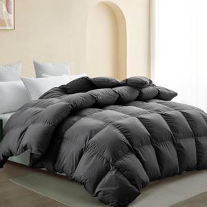 SNOWMAN Premium Down Comforter Queen Size, Luxurious All Season Duvet Insert with Cotton Blended Fabric, 3D Baffle Box Design Hotel Bedding Comforter (Dark Grey,90"x90")