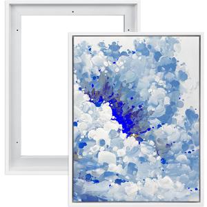 16x20 Floating Frame for Canvas Paintings, 2 Pack Canvas Floater Frame for Oil Paintings Prints, 0.9" Rabbet Depth Art Frame for Diamond Painting Paint by Numbers Living Room Decor (White)