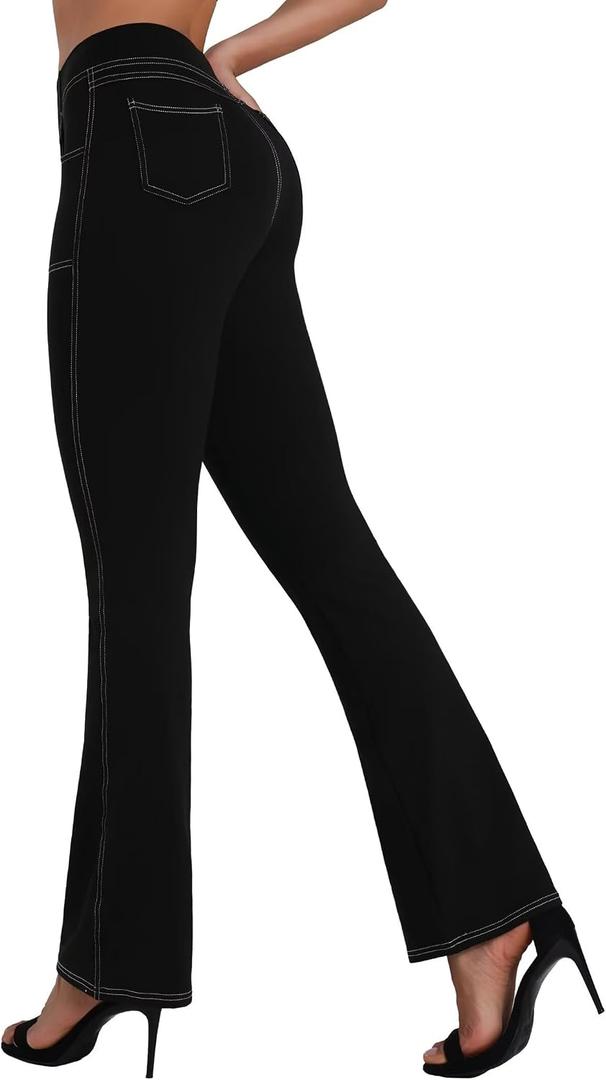 Sunzel Flare Leggings for Women High Waist Workout Leggings with Pockets Tummy Control Wide Leg Flared Yoga Pants (S)