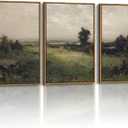 InSimSea Oversized Vintage Landscape Art for Living Room Bedroom,3Pcs, Extra Large French Country Paintings Wall Decor for Home, Rustic Farmhouse Field Framed Canvas Prints Picture,16x24in, 16"x24"x3