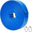 LINEX 2 IN x 100 FT Pool Backwash Hose - Heavy Duty Reinforced PVC Drain above Ground Swimming Pool Hoses, Flat Water Hose for Sump Pump Waste Discharge & Sand Filter Drainage, with Clamp (Blue)