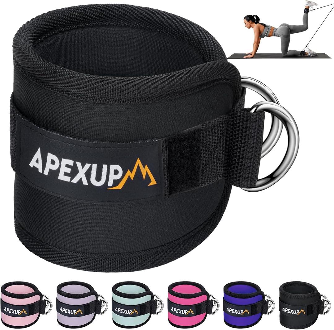 APEXUP Ankle Strap for Cable Machine, Ankle Resistance Bands, Cable Kick Back Ankle Straps for Gym, Glute Workouts, Leg Extensions, Adjustable Straps with Neoprene Padding