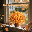 Halloween Artificial Morning Glory Fall Flowers for Outdoors, 12 Bundles UV Resistant Faux Mums, Autumn Silk Flowers for Decoration in Orange Yellow