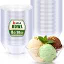 BUCLA 50Pack Clear Plastic Small Bowls - 8oz Disposable Ice Cream/Salsa/Dipping/Dessert/Sauce/Small Serving Bowls for Party