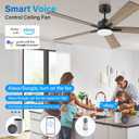 Lorpies 52 Smart Ceiling Fan with Lights Remote,Ultra Silent DC Motor,Control via Alexa Google Voice App Wifi,Outdoor Indoor Modern Ceiling Fans for Bedroom Patio Porch,Dimmable,Black Walnut Brown