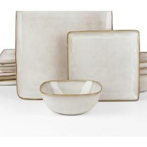 Famiware Dinnerware Sets for 4, Ocean Square 11-Piece Kitchen Plates and Bowls Sets, Reactive Glaze, Microwave and Dishwasher Safe, Scratch Resistant, Cappuccino White Famiware Dinnerware Sets for 4, Ocean Square 11-Piece Kitchen Plates and Bowls Sets, Reactive Glaze, Microwave and Dishwasher Safe, Scratch Resistant, Cappuccino White