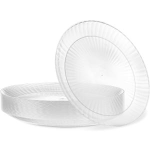 PLASTICPRO 30 Pack Crystal Like Clear Disposable 9 inch Plastic Plates Dinner Dishes Plates for Special Occasions Parties