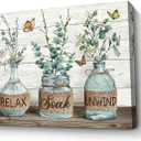 Parylore Farmhouse Bathroom Decor Wall Art Green Leaves Botanical Picture Relax Soak Unwind Bathroom Sign Painting Framed Modern Artwork For Living Room Bedroom Bathroom Office Home Decor 12x16 In