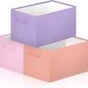 Boao 3 Pack Fabric Storage Bins for Shelves, Pastel Canvas Storage Baskets with Handles, Collapsible Closet Organizer Bins for Clothes Toys Books Laundry Nursery Bedroom