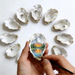 60Pcs 3"-4" Oyster Shells for Crafts Natural Large Oyster Shells for DIY Crafting, Home Vase Filler, Xmas Ornaments, Bulk Sea Shells for Chicken